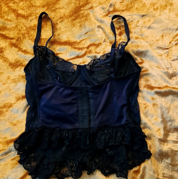 Vintage 1980s Black Satin & Lace Corset by Intimate Attitudes - Picture 5 of 14
